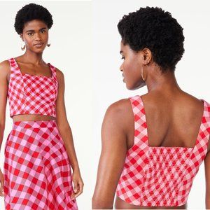 NWT Scoop Women's Square Neck Fitted Poplin Crop Top Size S